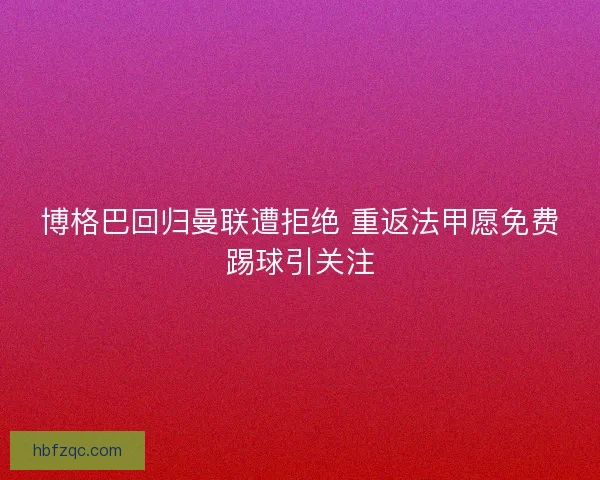 博格巴回归曼联遭拒绝 重返法甲愿免费踢球引关注 博格巴回归曼联遭拒绝 重返法甲愿免费踢球引关注